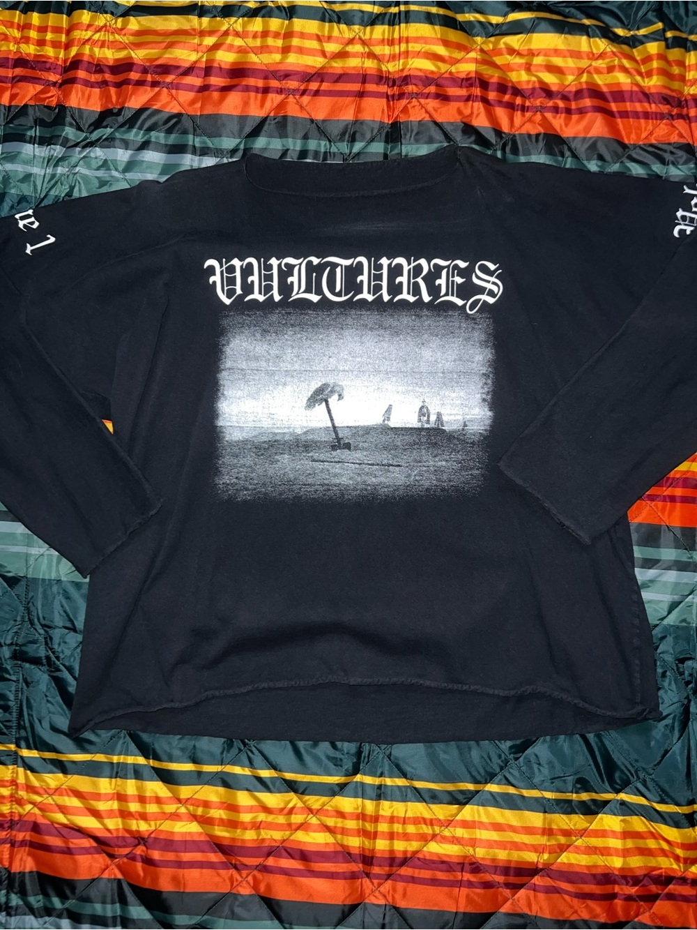 Yeezy Black Long Sleeve 'Vultures' Graphic Tee